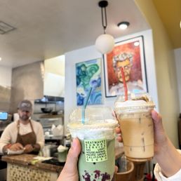 Sunday service special! Berry matcha with marshmallow foam and Tiramisu Latte Sunday service special! Berry matcha with marshmallow foam and Tiramisu Latte