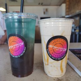 The Hawaiian punch (left). Salted Carmel cheesecake shake (right) The Hawaiian punch (left). Salted Carmel cheesecake shake (right)