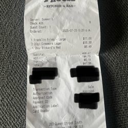 The Franklin House - My proof of my first and last receipt from The Franklin House.