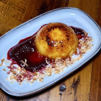 Senza - Crème Brûlée - beet & port coulis, toasted coconut - Desserts Near Me - Pittsburgh, Pennsylvania