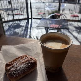 Orange blossom oat milk latte & pan du chocolat