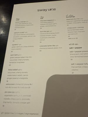Menu photo 2 Sway Aspen, CO