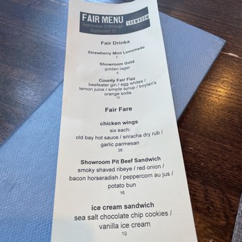 Showroom - Menu - New American Near Me - Frederick, Maryland