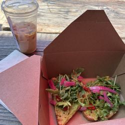 Little Red’s Espresso and Bakery - Avocado Toast and iced dirty chai'