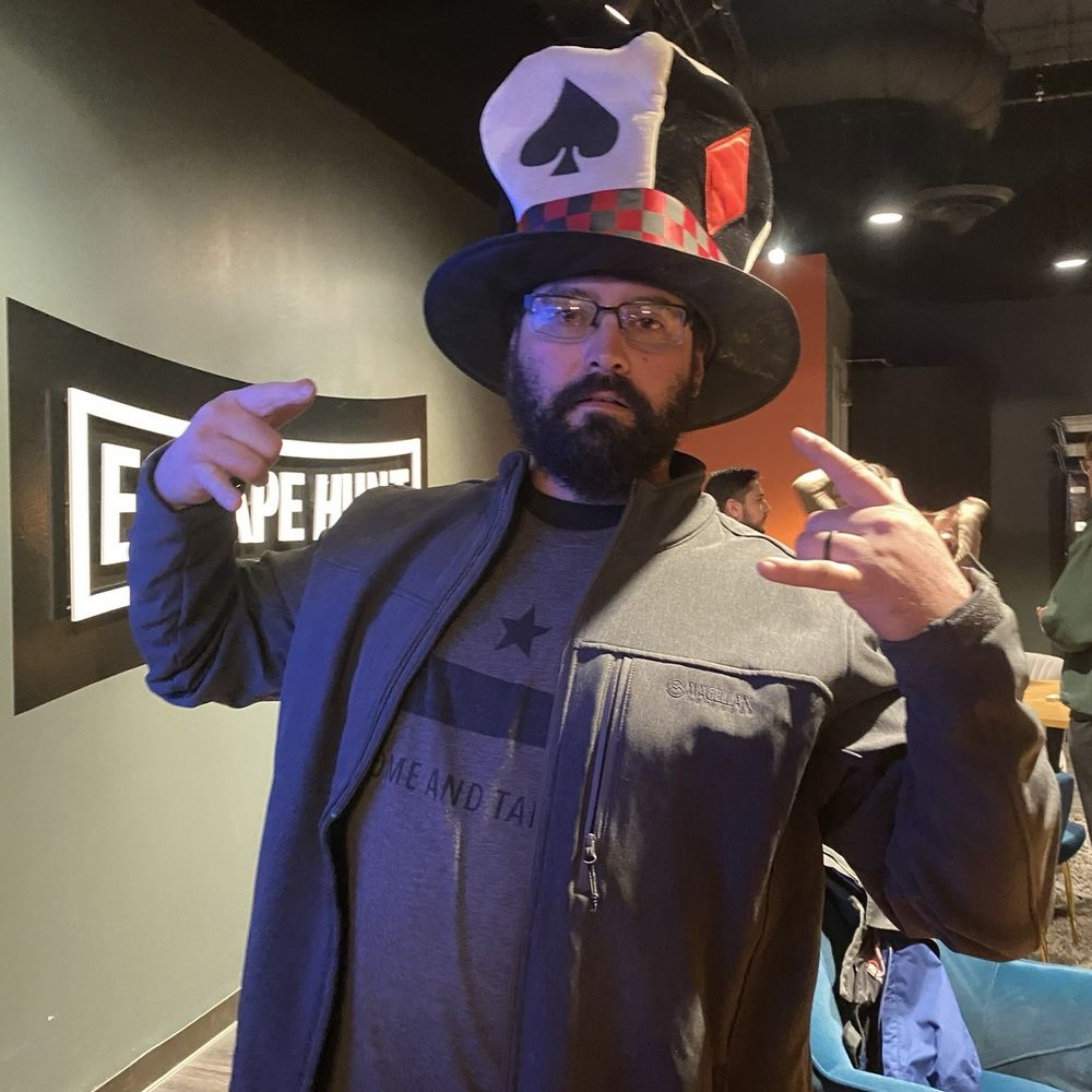 Game Show Studio - Houston - Trying on the crazy hats and costumes they have set out for people while waiting on the game/escape room to start. - Arcades Near Me - Houston, Texas