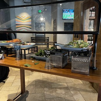 Pinstripes - Salad station during the Sunday Brunch Buffet at Pinstripes in the Hillsdale Shopping Center in San Mateo. - Bowling Near Me - San Mateo, California Pinstripes - Salad station during the Sunday Brunch Buffet at Pinstripes in the Hillsdale Shopping Center in San Mateo. - Bowling Near Me - San Mateo, California
