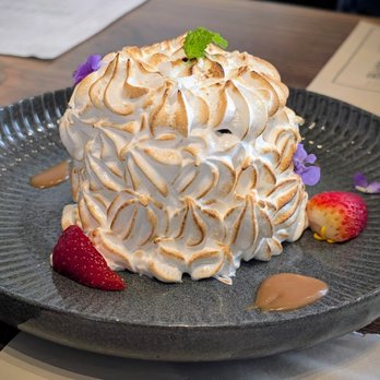 Crustacean - Baked Alaska. Chocolate cake base, with salty caramel ice cream toffee mousse. Share with 4+ of your best friends! - Vietnamese Near Me - San Francisco, California