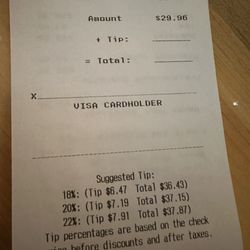 Barrels And Boards - My bill with the wrong suggested tips