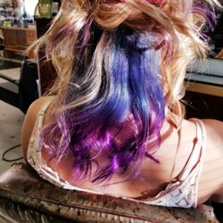 Amanda Rae's Salon - Purple an blue peekaboo w blonde on top