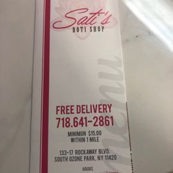 Sati's Roti Shop - Menu