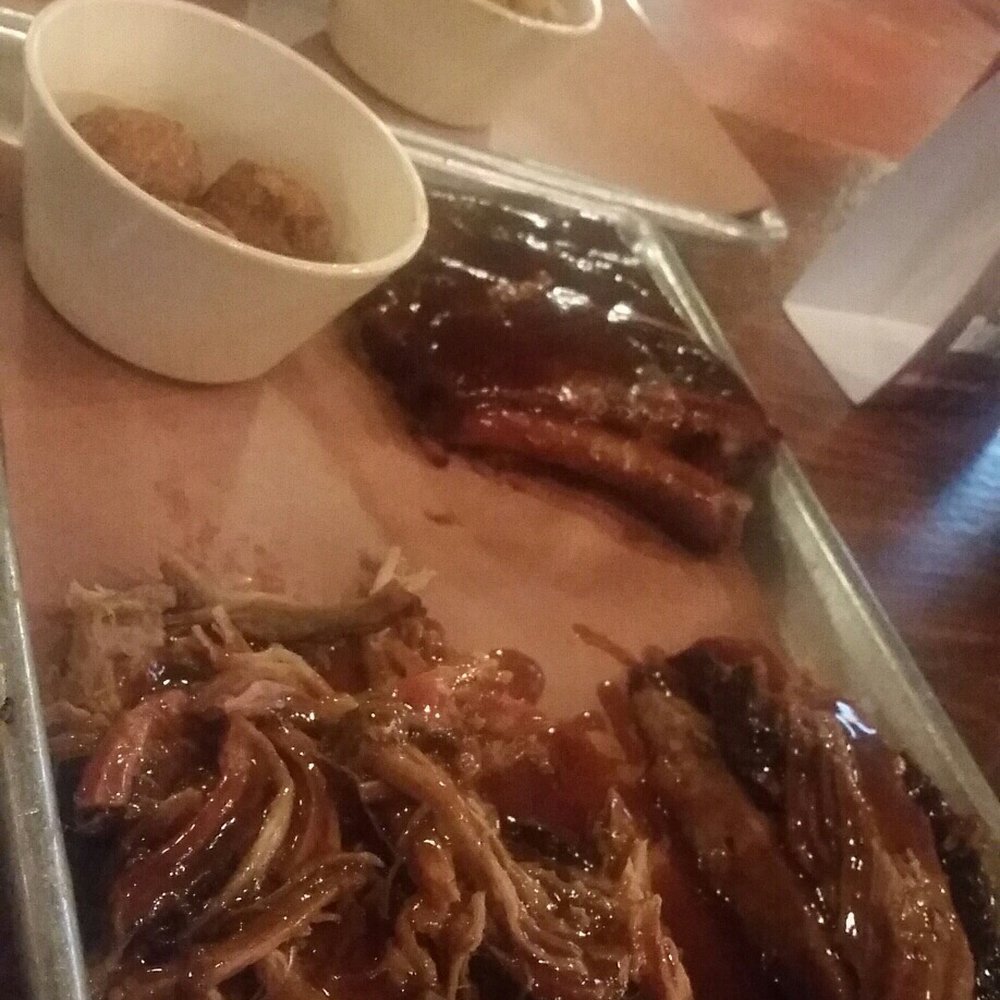 Delta Q - Three meat sampler plate. - Barbeque Near Me - Forrest City, Arkansas Delta Q - Three meat sampler plate. - Barbeque Near Me - Forrest City, Arkansas