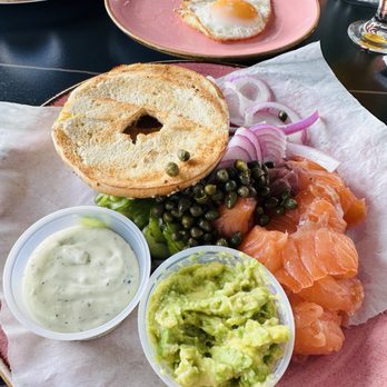 Breakfast Company - Gravlax - house smoked salmon, herbed cream cheese, smashed avocado, red onion, sunomono pickles, capers - Breakfast & Brunch Near Me - West Hollywood, California Breakfast Company - Gravlax - house smoked salmon, herbed cream cheese, smashed avocado, red onion, sunomono pickles, capers - Breakfast & Brunch Near Me - West Hollywood, California