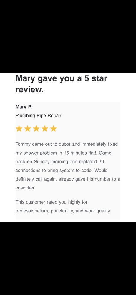 Slide of Tommy Tees Plumbing