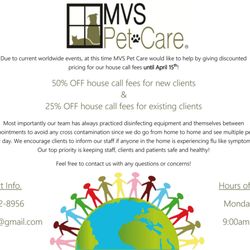 MVS Pet Care - Las Vegas - COVID-19 Courtesy Discount until April 15th, 2020.