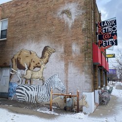 Cool mural on the side of the storefront