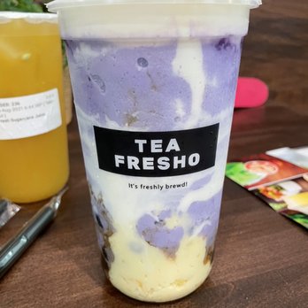 Tea Fresho - Ube Taro Cream Brulee with Oat Milk - Bubble Tea Near Me - Gilbert, Arizona Tea Fresho - Ube Taro Cream Brulee with Oat Milk - Bubble Tea Near Me - Gilbert, Arizona