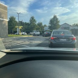 The line for the drive thru The line for the drive thru