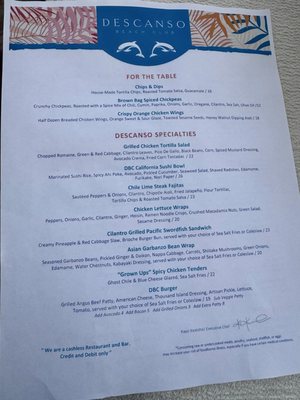 Menu photo 8 Descanso Beach Club Avalon, CA