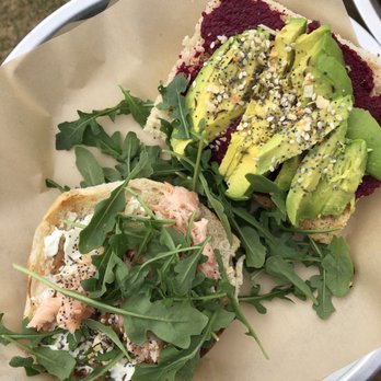Cafe Aquatica - Avo beet toast and smoked salmon cream cheese bagel - Coffee & Tea Near Me - Jenner, California