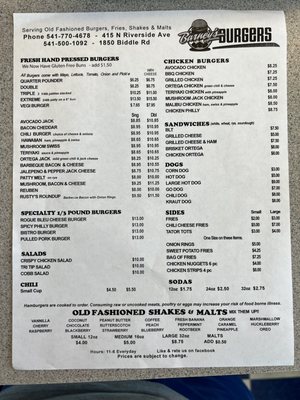 Menu photo 1 Barney's Better Burgers Medford, OR Menu photo 1 Barney's Better Burgers Medford, OR