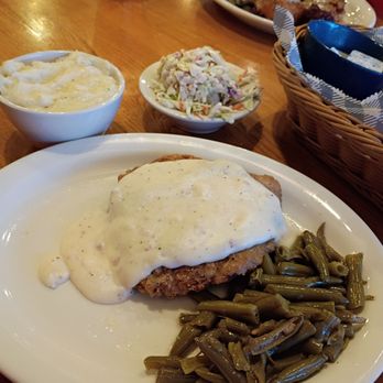 Cracker Barrel Old Country Store - My Country Fried Steak with their Country Style Green Beans, Grits and Coleslaw. Good eats! - Breakfast & Brunch Near Me - Spring Hill, Florida