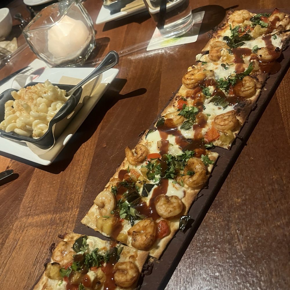 Seasons 52 - Chipotle Bbq Shrimp flatbread - New American Near Me - Houston, Texas Seasons 52 - Chipotle Bbq Shrimp flatbread - New American Near Me - Houston, Texas