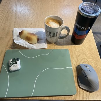 POV - Kolache and latte (discount if you bring your own mug!) - Coffee & Tea Near Me - Bryan, Texas
