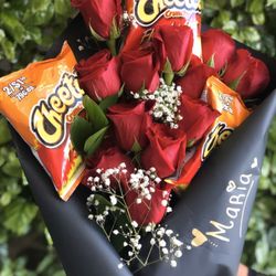 DripNdelights - Hot Cheetos Bouquet with Roses