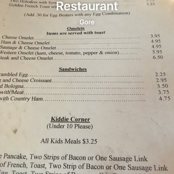 Hayfield Family Restaurant - the menu - Breakfast & Brunch Near Me - Gore, Virginia