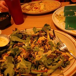 Rosa's Mexican Restaurant - The absolute BEST steak fajita salad and beef enchiladas with red sauce.  We had already started eating, so take that into consideration. :)