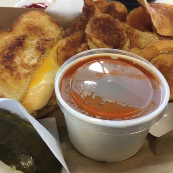 S'wich Bistro - Grilled cheese and tomato bisque! House made pickles on the side :) - Breakfast & Brunch Near Me - Irvine, California S'wich Bistro - Grilled cheese and tomato bisque! House made pickles on the side :) - Breakfast & Brunch Near Me - Irvine, California