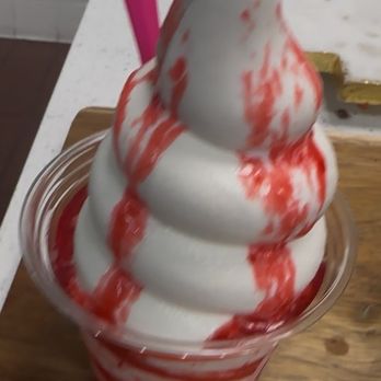 With Love, - Pure milk and strawberry drizzle before the toppings - Ice Cream & Frozen Yogurt Near Me - San Gabriel, California