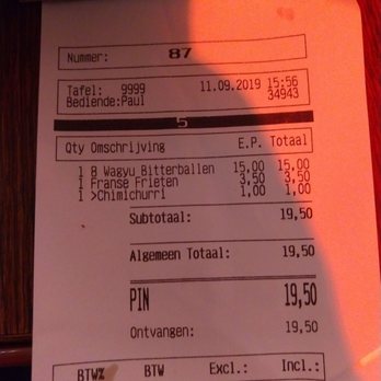 Foodhallen Rotterdam - Dining receipt. Not too crazy. - Food Court Near Me - Rotterdam, ZH