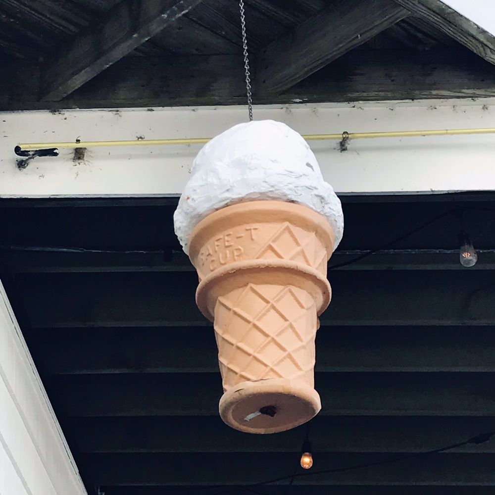 Honey Cone Icecream - an ice cream cone hanging from the ceiling - Ice Cream & Frozen Yogurt Near Me - Naples, Maine Honey Cone Icecream - an ice cream cone hanging from the ceiling - Ice Cream & Frozen Yogurt Near Me - Naples, Maine