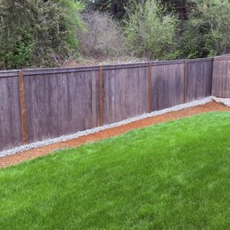 Installed rive rocks against the fence. Installed rive rocks against the fence.