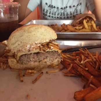 Urban Burger - My perfect onion burger & sweet potato fries. So damn good. - Burgers Near Me - Cranford, New Jersey Urban Burger - My perfect onion burger & sweet potato fries. So damn good. - Burgers Near Me - Cranford, New Jersey