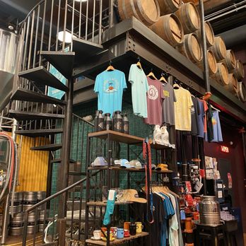 Lazarus Brewing - Merch and spiral staircase - Breweries Near Me - Austin, Texas