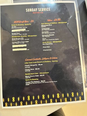 Menu photo 6 Sunday Service Motor Albuquerque, NM