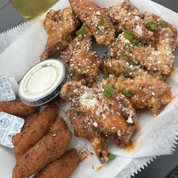 Prime 757 Steakhouse and Grill - Spicy maple wings with hush puppies - Seafood Near Me - Virginia Beach, Virginia