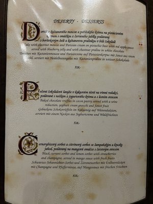 Menu photo 1 Restaurant Zvonice Prague, PR Menu photo 1 Restaurant Zvonice Prague, PR