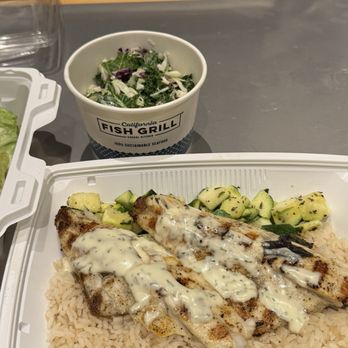 California Fish Grill - BRANZINO (SEA BASS), WHITE RICE, DICED ZUCCHINI & ROSEMARY - Seafood Near Me - Alexandria, Virginia California Fish Grill - BRANZINO (SEA BASS), WHITE RICE, DICED ZUCCHINI & ROSEMARY - Seafood Near Me - Alexandria, Virginia