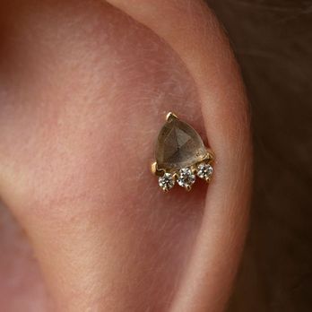 Genuine Body Piercing - Here's a fresh Helix Piercing with a statement piece of BVLA - Piercing Near Me - Middlefield, Ohio