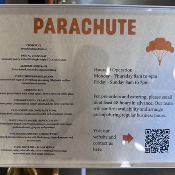 Parachute Bakery - Menu - Cafes Near Me - San Francisco, California Parachute Bakery - Menu - Cafes Near Me - San Francisco, California