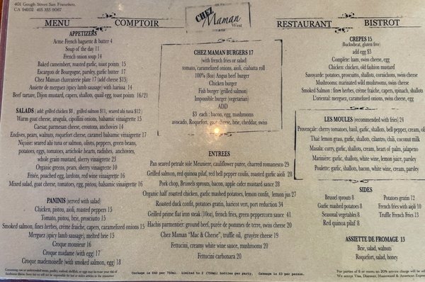 Menu photo 8 Chez Maman West San Francisco, CA Menu photo 8 Chez Maman West San Francisco, CA