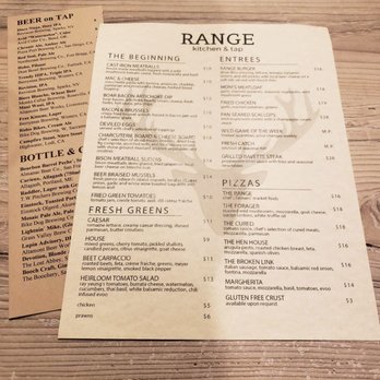 RANGE kitchen & tap - Menu (main) - New American Near Me - Roseville, California RANGE kitchen & tap - Menu (main) - New American Near Me - Roseville, California