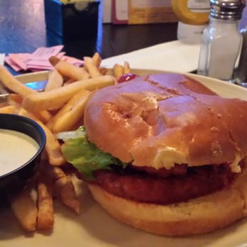 Village Draft House - I had the Buffalo chicken sandwich with fries. - Bars Near Me - Raleigh, North Carolina