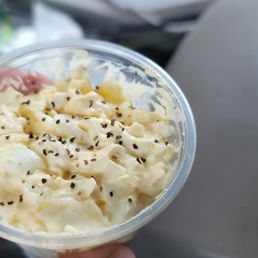 Yellow side dish, egg salad. Yellow side dish, egg salad.