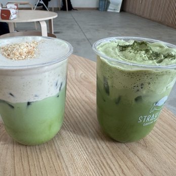 Stray Dogs Coffee Roasters - Double matcha and banana pudding specialty drinks - Coffee Roasteries Near Me - Riverside, California