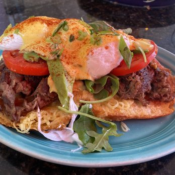 Rebel Dog Coffee Co. & Tavern PLAINVILLE - The Santa Monica with steak on a croissant add Gouda. Una belleza - Coffee & Tea Near Me - Plainville, Connecticut