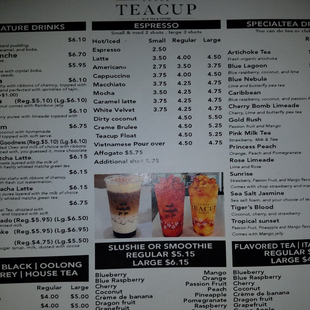 Teacup - Menu Top - Coffee & Tea Near Me - Litchfield Park, Arizona